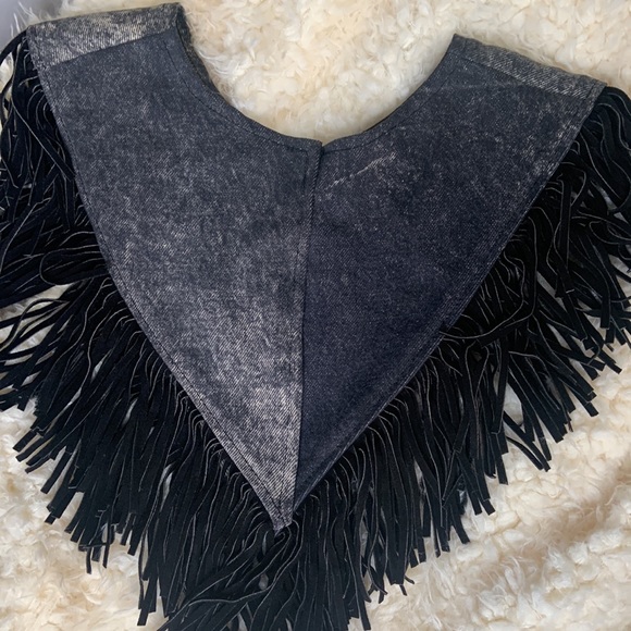 Vintage Santa Fe black denim and leather w/ scarf Southwestern Collar - Picture 5 of 8